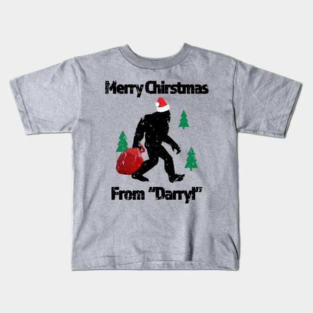 Merry Chiristmas From Darryl - Great Christmas Gift for the Believer - Black Lettering & Multi Color Logo design - Distressed Look Kids T-Shirt by RKP'sTees